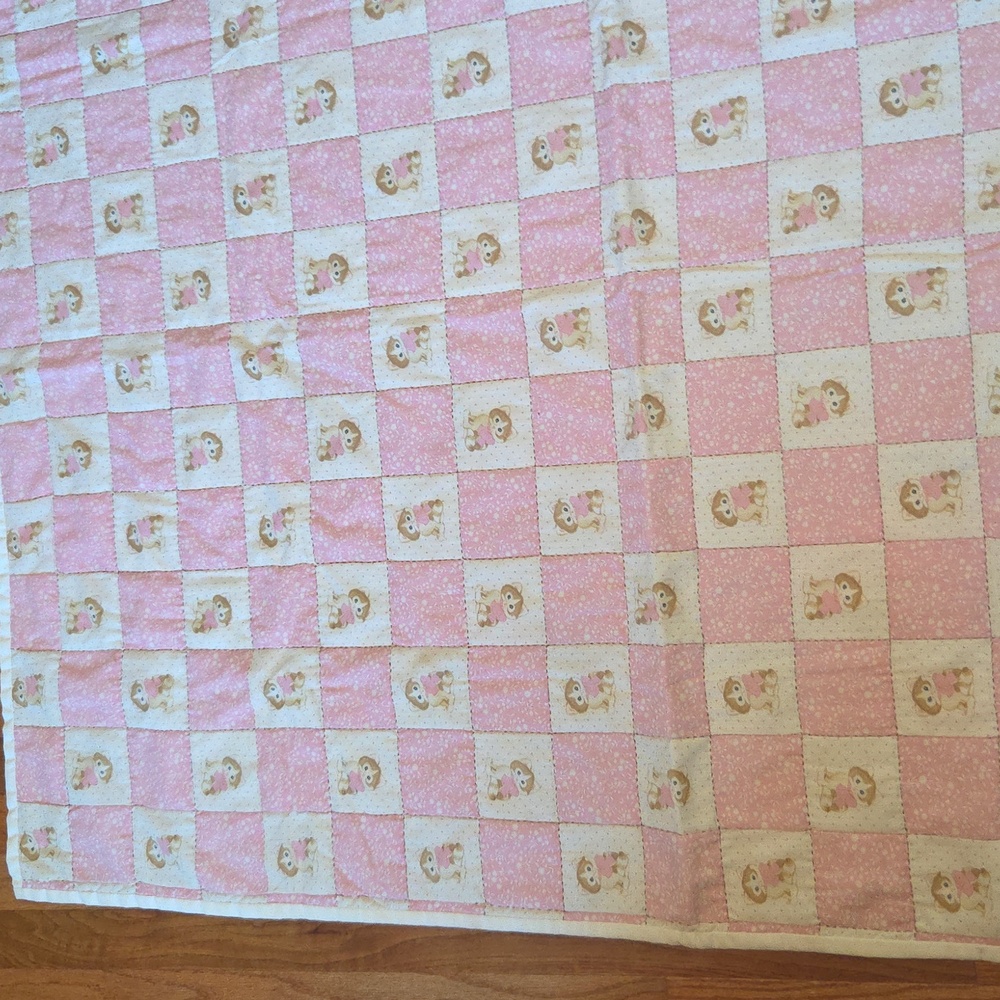 Pink and White Hand Quilted Blanket - Picture 9 of 10